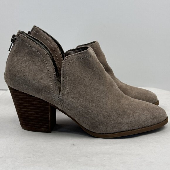 Fergie Shoes - Fergie Carmin Womens Size 11M Tan Suede Leather Ankle Boots Zip Back Heel Shoes